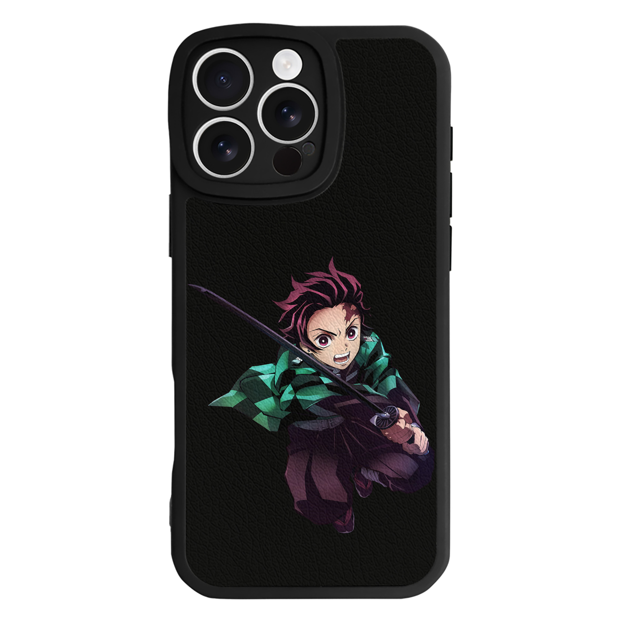 （画像用） 鬼滅の刃 竈門 炭治郎／かまど たんじろう Kamado Tanjirou 【iPhone 16シリーズ対応】シリコンスマホケース（レザー調） 材質：シリコン